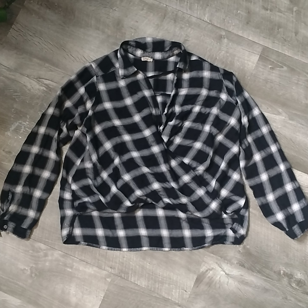 Hollister plaid faux wrap shirt